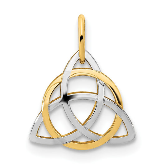 14K and White Rhodium Polished Celtic Pendant