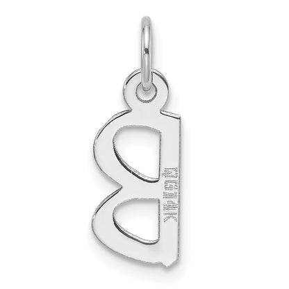 14k White Gold  Slanted Block Letter B Initial Charm