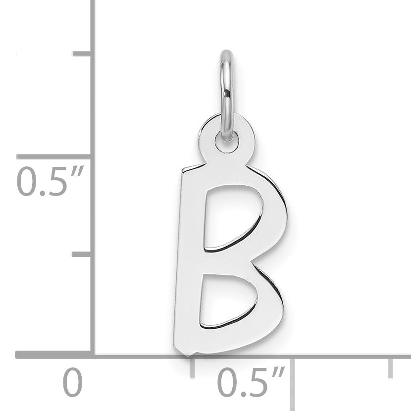 14k White Gold  Slanted Block Letter B Initial Charm
