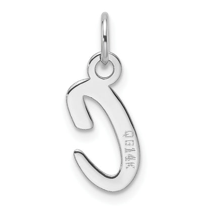 14k White Gold  Slanted Block Letter C Initial Charm