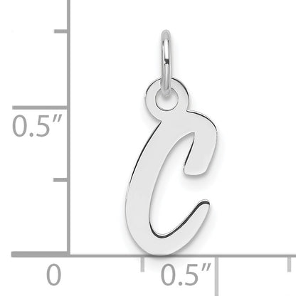 14k White Gold  Slanted Block Letter C Initial Charm