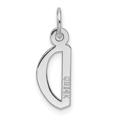 14k White Gold  Slanted Block Letter D Initial Charm
