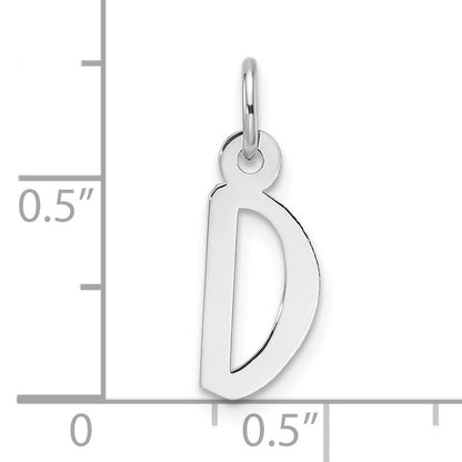 14k White Gold  Slanted Block Letter D Initial Charm