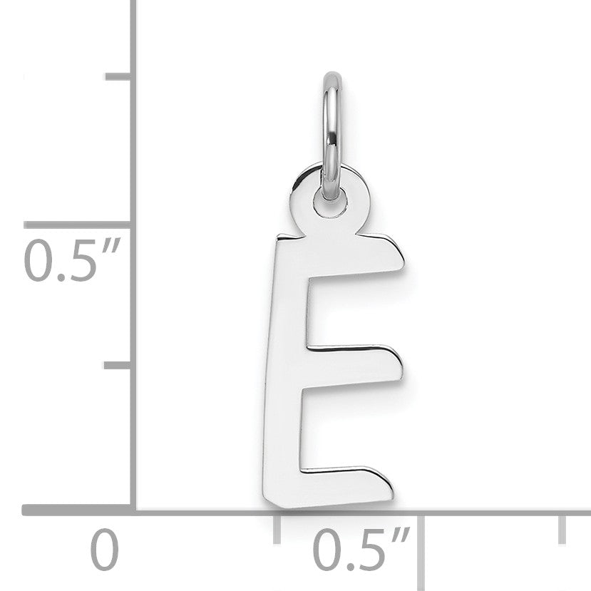 14K White Gold  Slanted Block Letter E Initial Charm