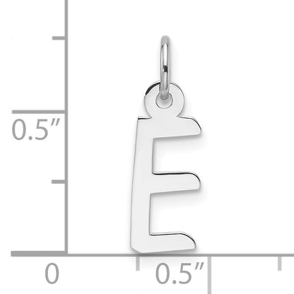 14K White Gold  Slanted Block Letter E Initial Charm