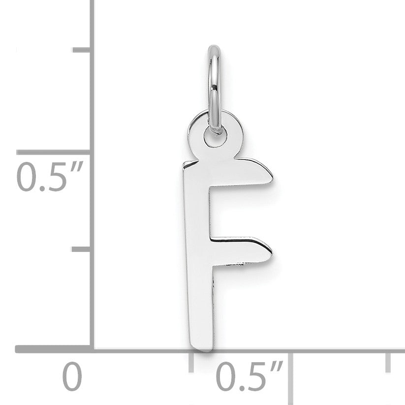 14K White Gold  Slanted Block Letter F Initial Charm