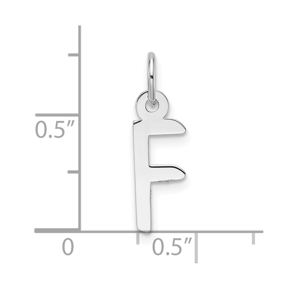 14K White Gold  Slanted Block Letter F Initial Charm