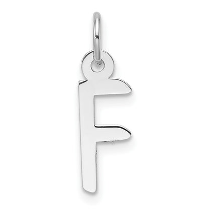 14K White Gold  Slanted Block Letter F Initial Charm