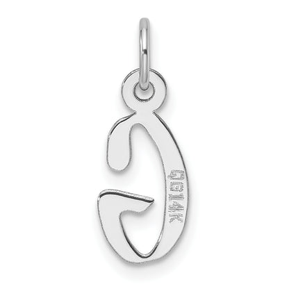 14K White Gold  Slanted Block Letter G Initial Charm