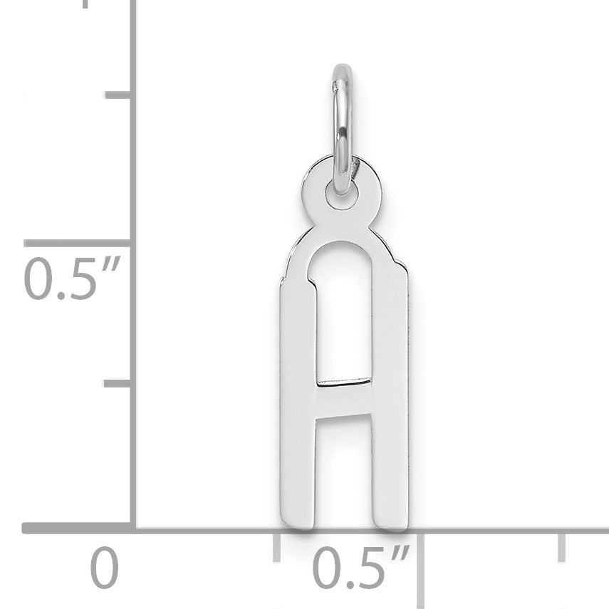 14K White Gold  Slanted Block Letter H Initial Charm
