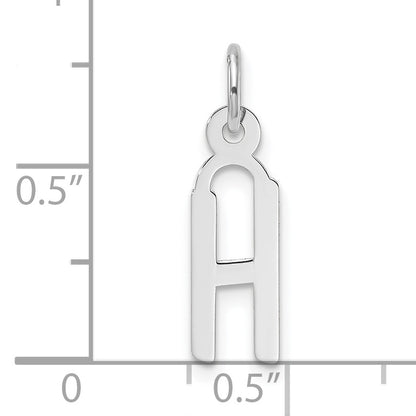 14K White Gold  Slanted Block Letter H Initial Charm