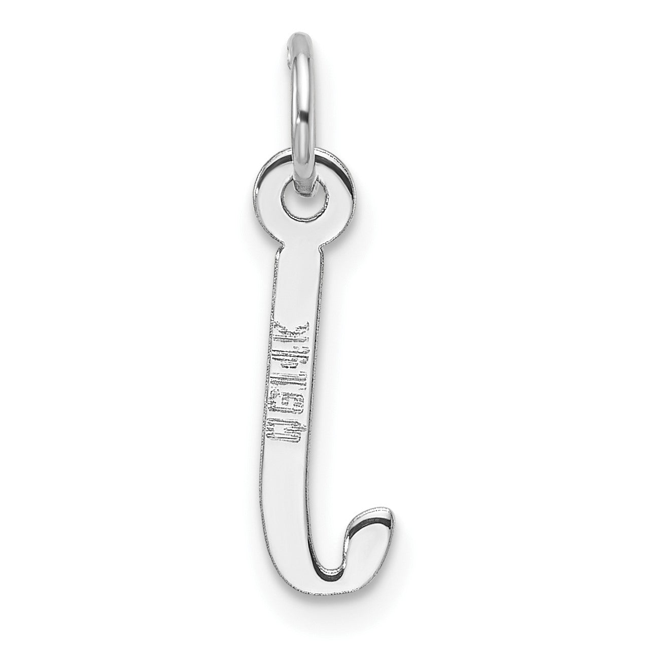 14K White Gold  Slanted Block Letter J Initial Charm