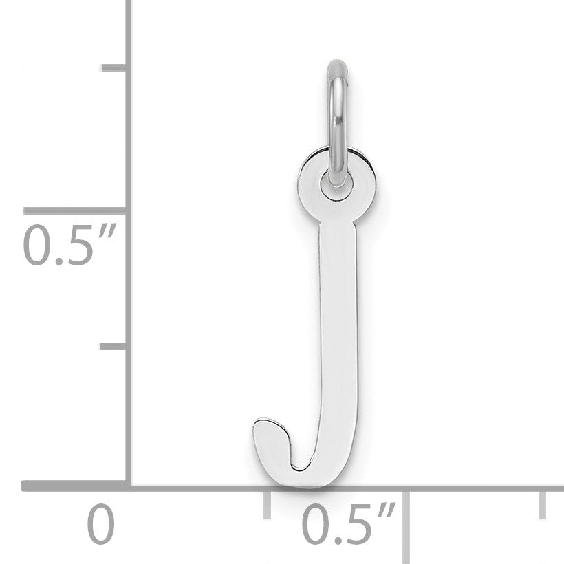 14K White Gold  Slanted Block Letter J Initial Charm