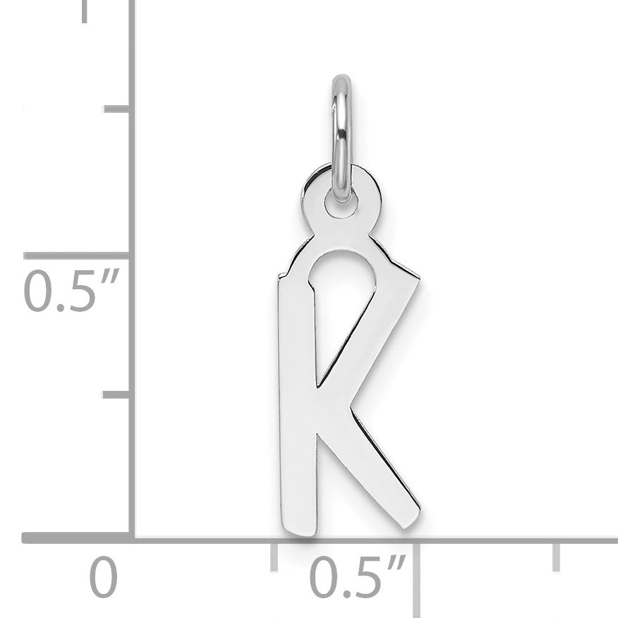 14K White Gold  Slanted Block Letter K Initial Charm