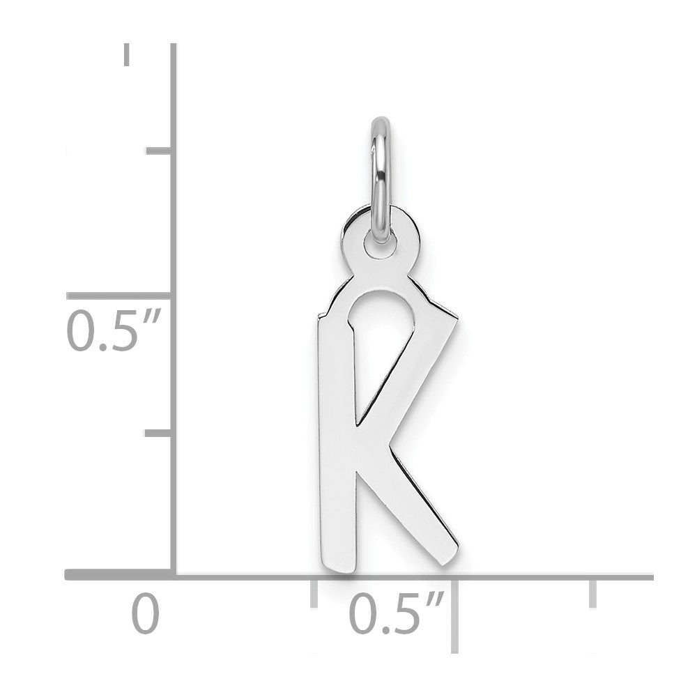 14K White Gold  Slanted Block Letter K Initial Charm