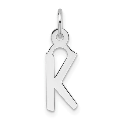 14K White Gold  Slanted Block Letter K Initial Charm