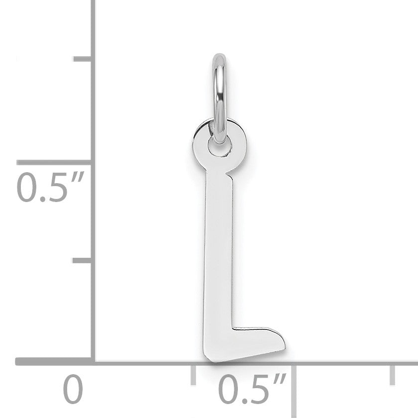 14K White Gold  Slanted Block Letter L Initial Charm