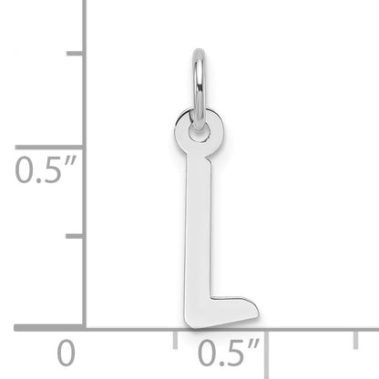 14K White Gold  Slanted Block Letter L Initial Charm
