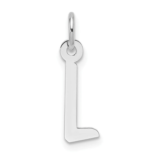 14K White Gold  Slanted Block Letter L Initial Charm