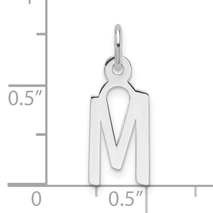 14K White Gold  Slanted Block Letter M Initial Charm