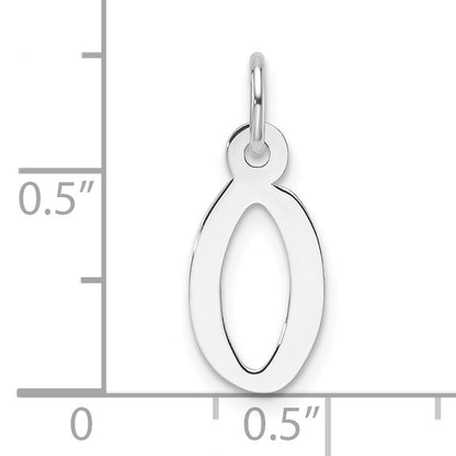 14K White Gold  Slanted Block Letter O Initial Charm
