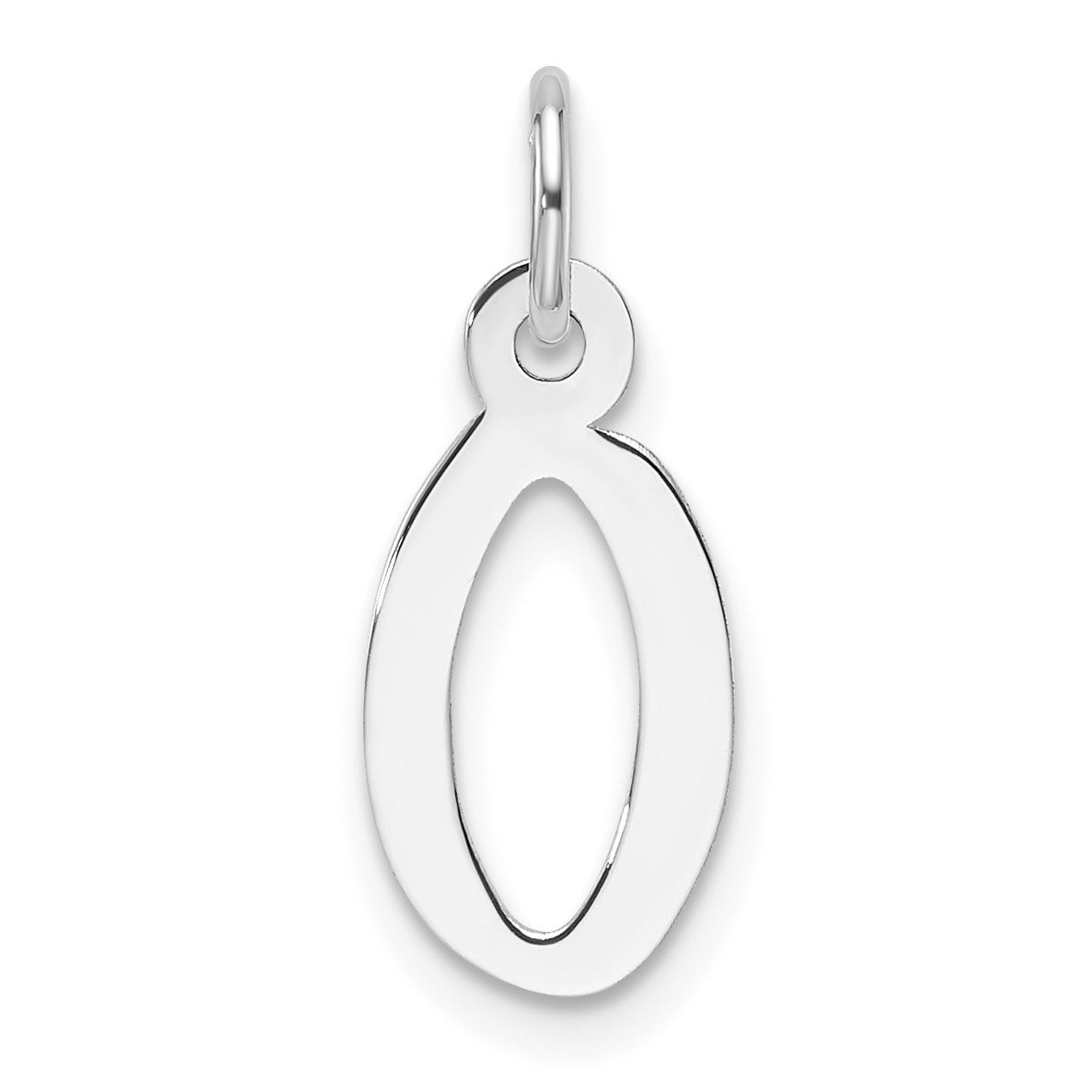 14K White Gold  Slanted Block Letter O Initial Charm