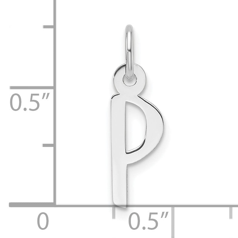 14K White Gold  Slanted Block Letter P Initial Charm