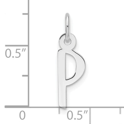 14K White Gold  Slanted Block Letter P Initial Charm