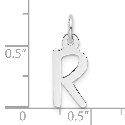 14K White Gold  Slanted Block Letter R Initial Charm