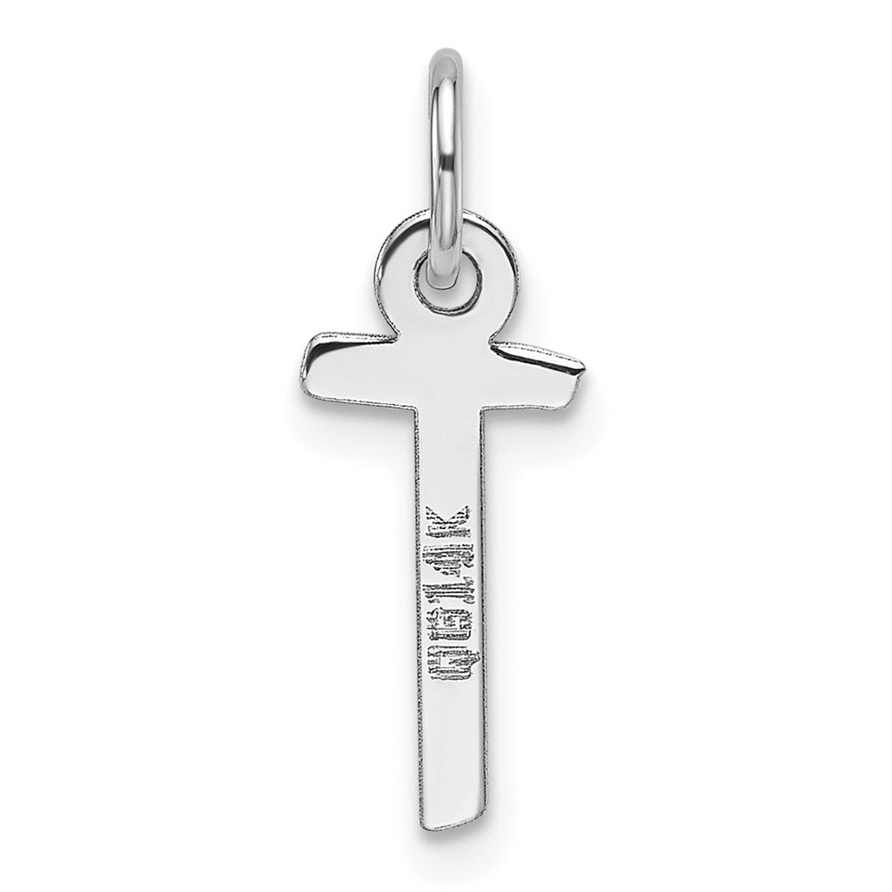 14K White Gold  Slanted Block Letter T Initial Charm