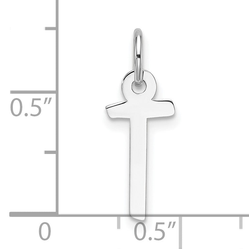 14K White Gold  Slanted Block Letter T Initial Charm