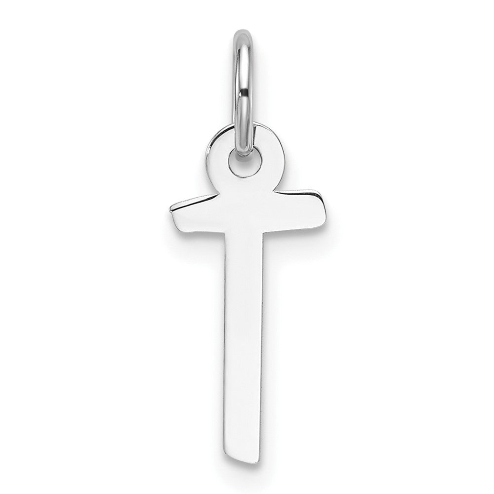 14K White Gold  Slanted Block Letter T Initial Charm