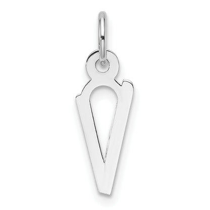 14K White Gold  Slanted Block Letter V Initial Charm