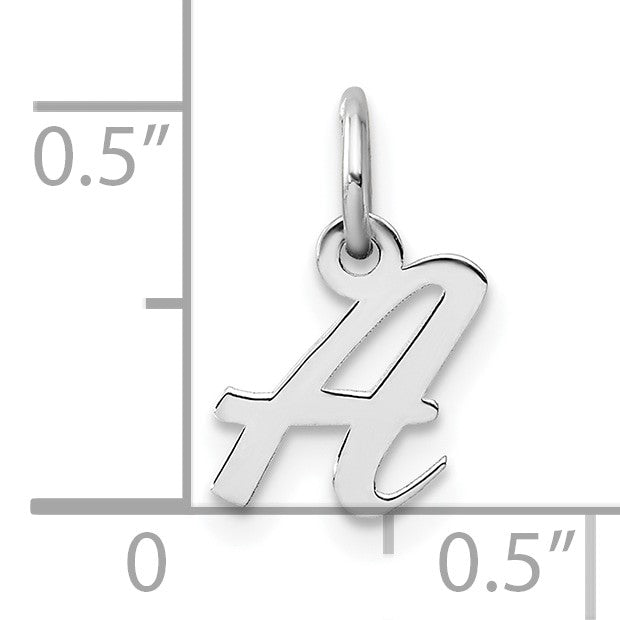 14k White Gold Small Script Letter A Initial Charm