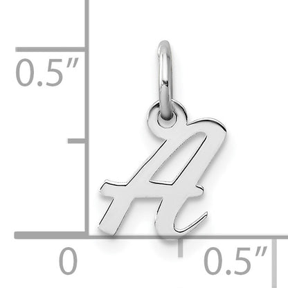 14k White Gold Small Script Letter A Initial Charm