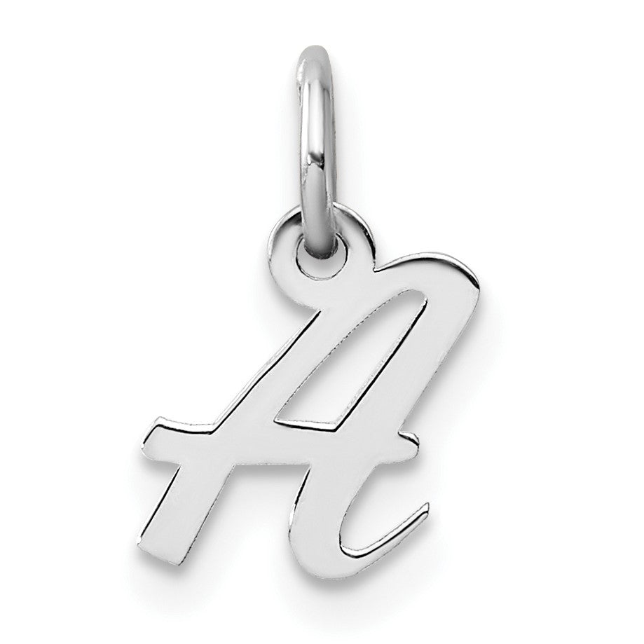 14k White Gold Small Script Letter A Initial Charm