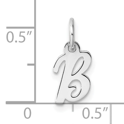 14k White Gold Small Script Letter B Initial Charm