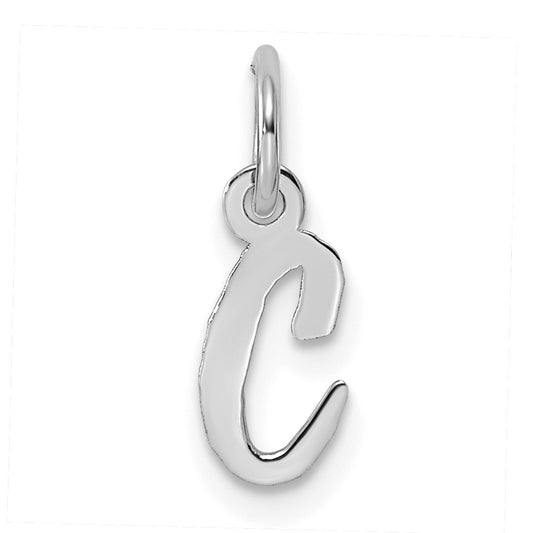 14k White Gold Small Script Letter C Initial Charm
