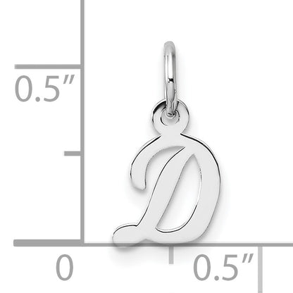 14k White Gold Small Script Letter D Initial Charm