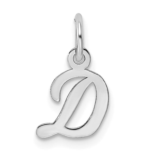 14k White Gold Small Script Letter D Initial Charm