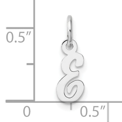 14k White Gold Small Script Letter E Initial Charm