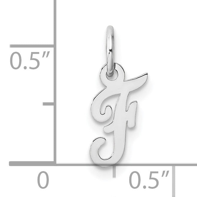 14k White Gold Small Script Letter F Initial Charm