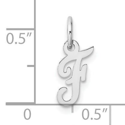 14k White Gold Small Script Letter F Initial Charm