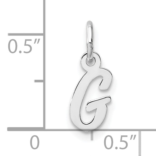 14k White Gold Small Script Letter G Initial Charm
