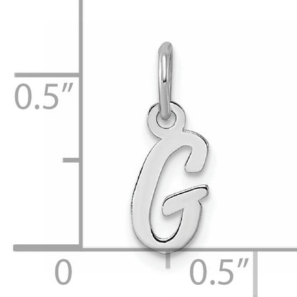 14k White Gold Small Script Letter G Initial Charm