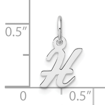 14k White Gold Small Script Letter H Initial Charm