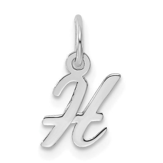 14k White Gold Small Script Letter H Initial Charm