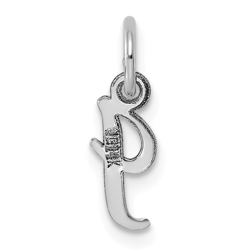 14k White Gold Small Script Letter I Initial Charm