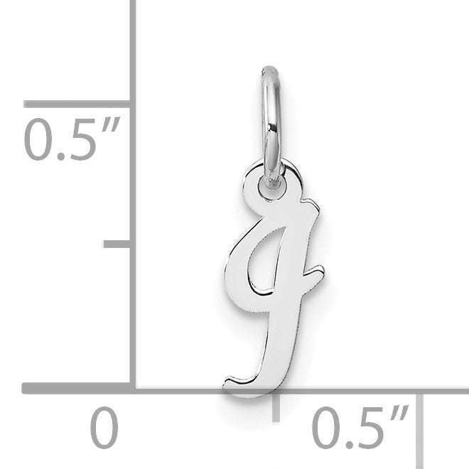 14k White Gold Small Script Letter I Initial Charm