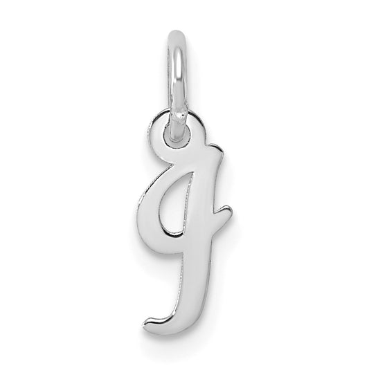 14k White Gold Small Script Letter I Initial Charm